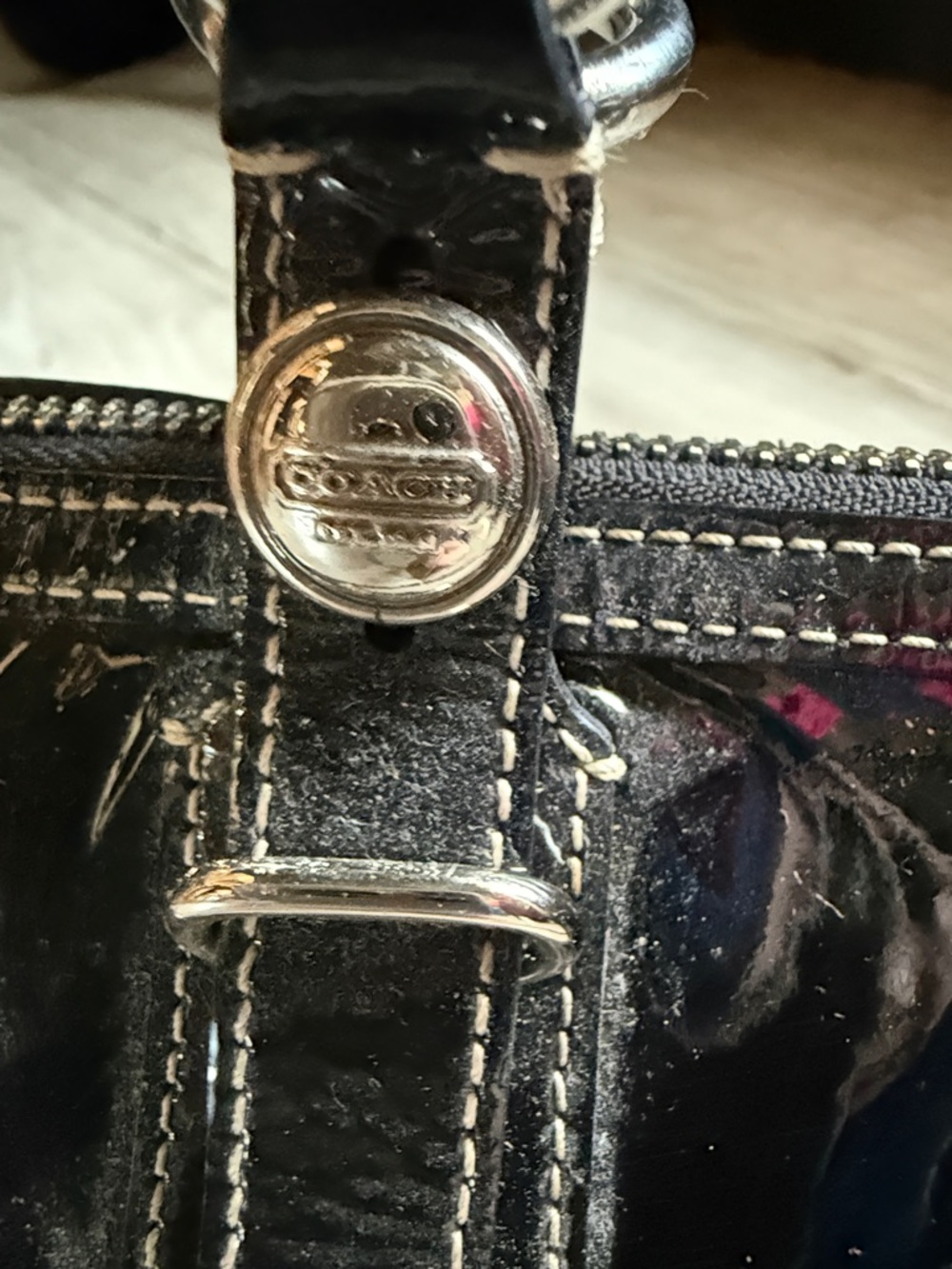 Coach Black Patent Leather Shoulder Satchel - Picture 5 of 7